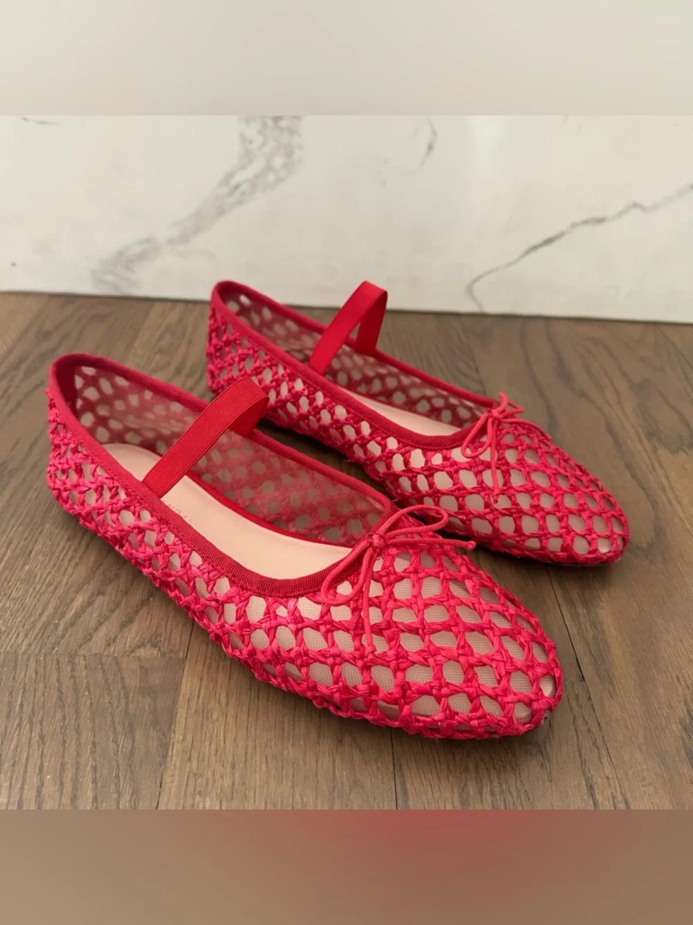 Like New Loeffler Randall Leonie Woven Soft Ballet Flats in Red Size 9B - Picture 6 of 8